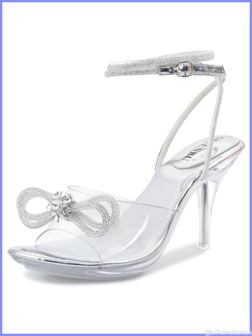 Clear Heels Rhinestone Bow Strappy Sandals Ankle Strap Platform High Heel